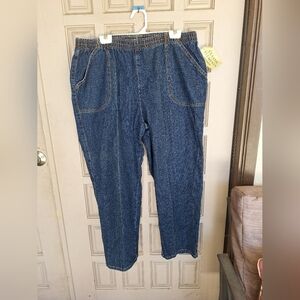 Classic Elements Woman Plus Sz18P Jeans NWT Elastic Waist Pockets Drk Wash